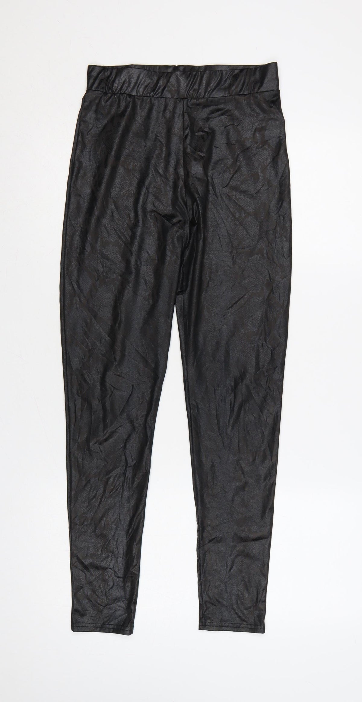 New Look Women Black Animal Print High Rise Stretch Leggings UK 10