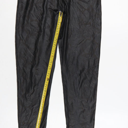 New Look Women Black Animal Print High Rise Stretch Leggings UK 10