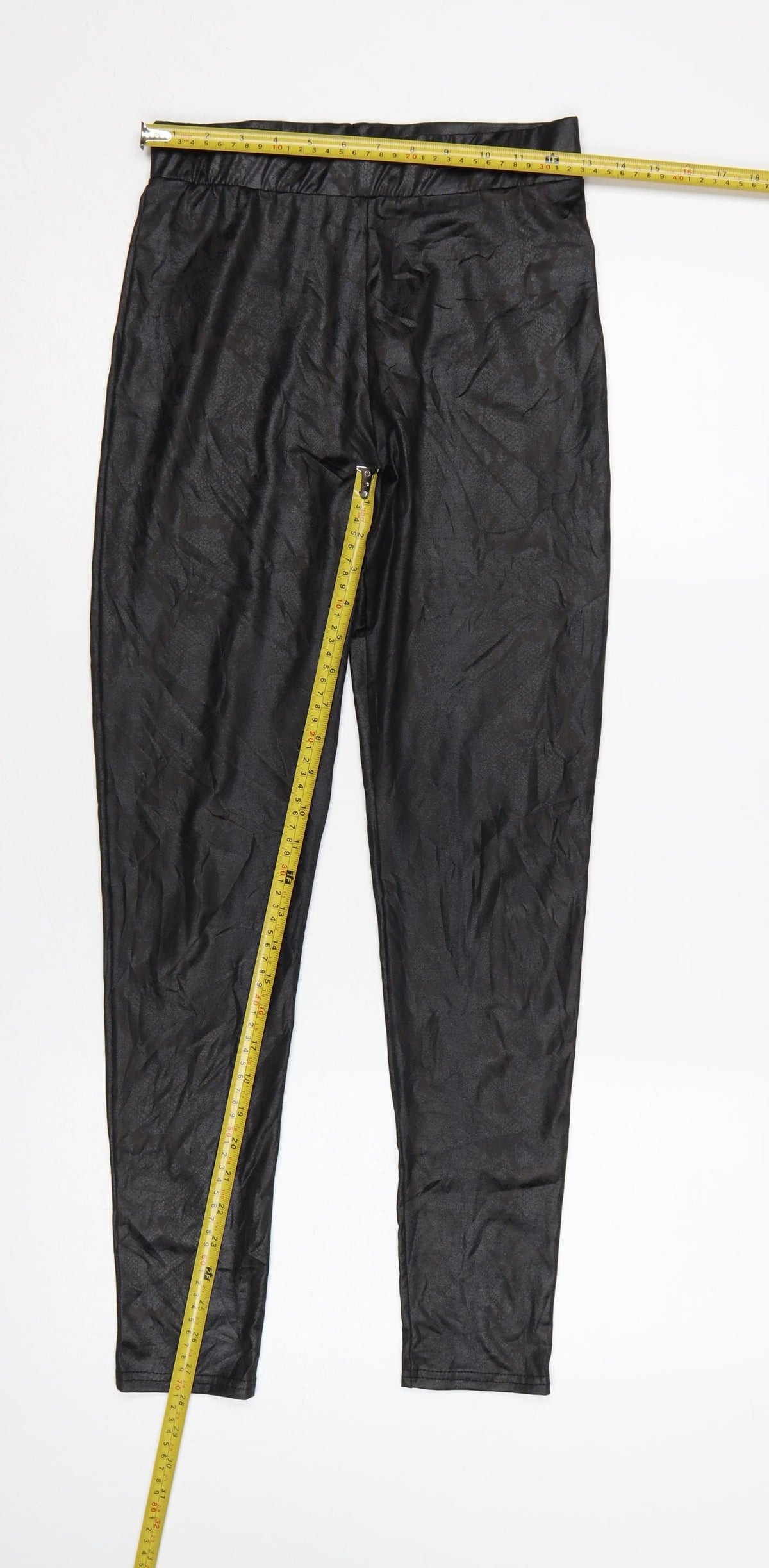 New Look Women Black Animal Print High Rise Stretch Leggings UK 10