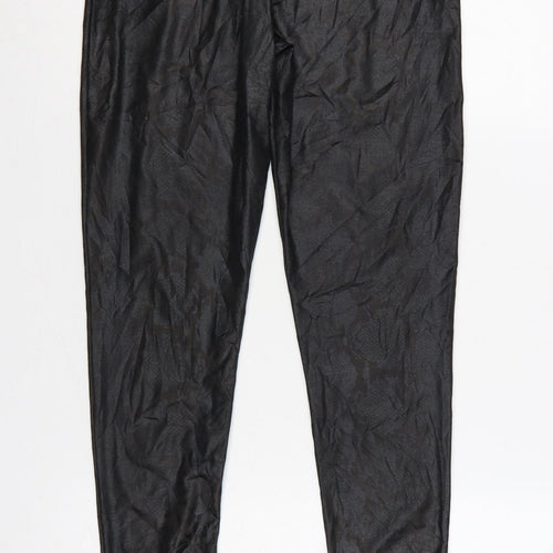 New Look Women Black Animal Print High Rise Stretch Leggings UK 10
