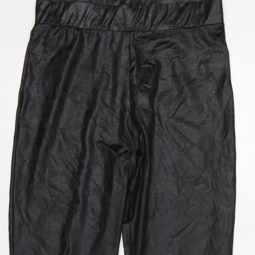 New Look Women Black Animal Print High Rise Stretch Leggings UK 10
