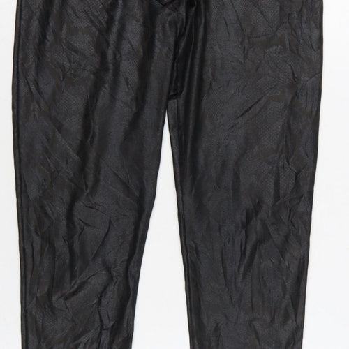 New Look Women Black Animal Print High Rise Stretch Leggings UK 10