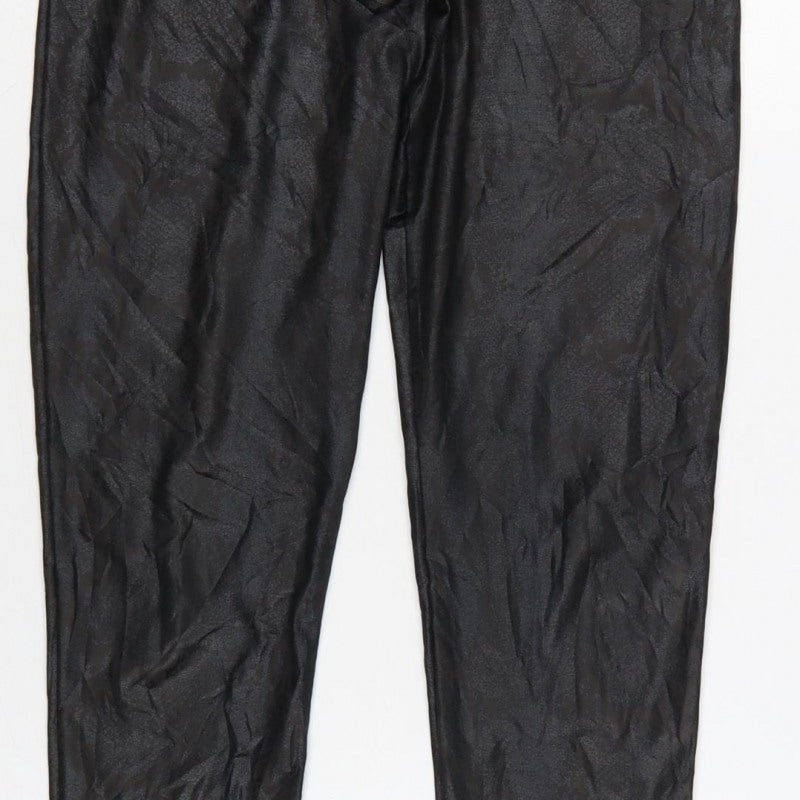 New Look Women Black Animal Print High Rise Stretch Leggings UK 10