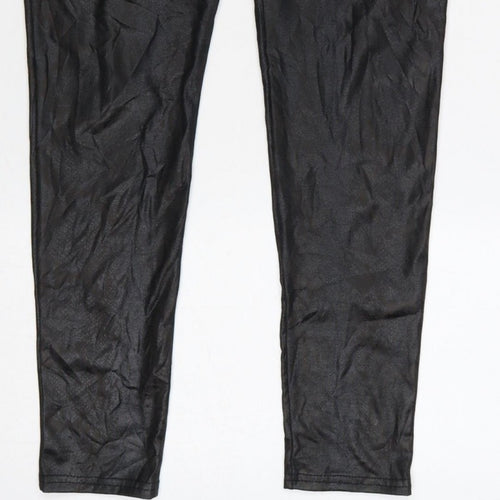 New Look Women Black Animal Print High Rise Stretch Leggings UK 10
