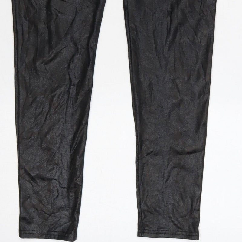 New Look Women Black Animal Print High Rise Stretch Leggings UK 10