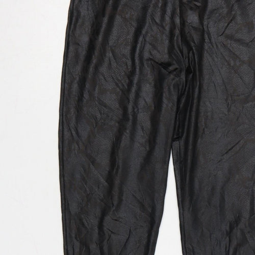 New Look Women Black Animal Print High Rise Stretch Leggings UK 10