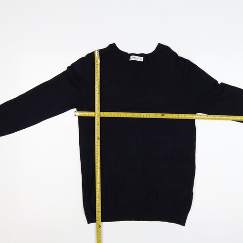 Zara Women Black L Mock Neck Knit Pearl Cuff Jumper