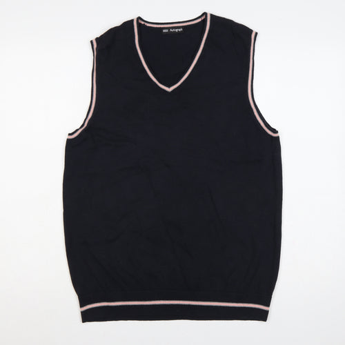 Marks & Spencer Autograph Men's Navy Blue M V-Neck Cotton Knit Vest