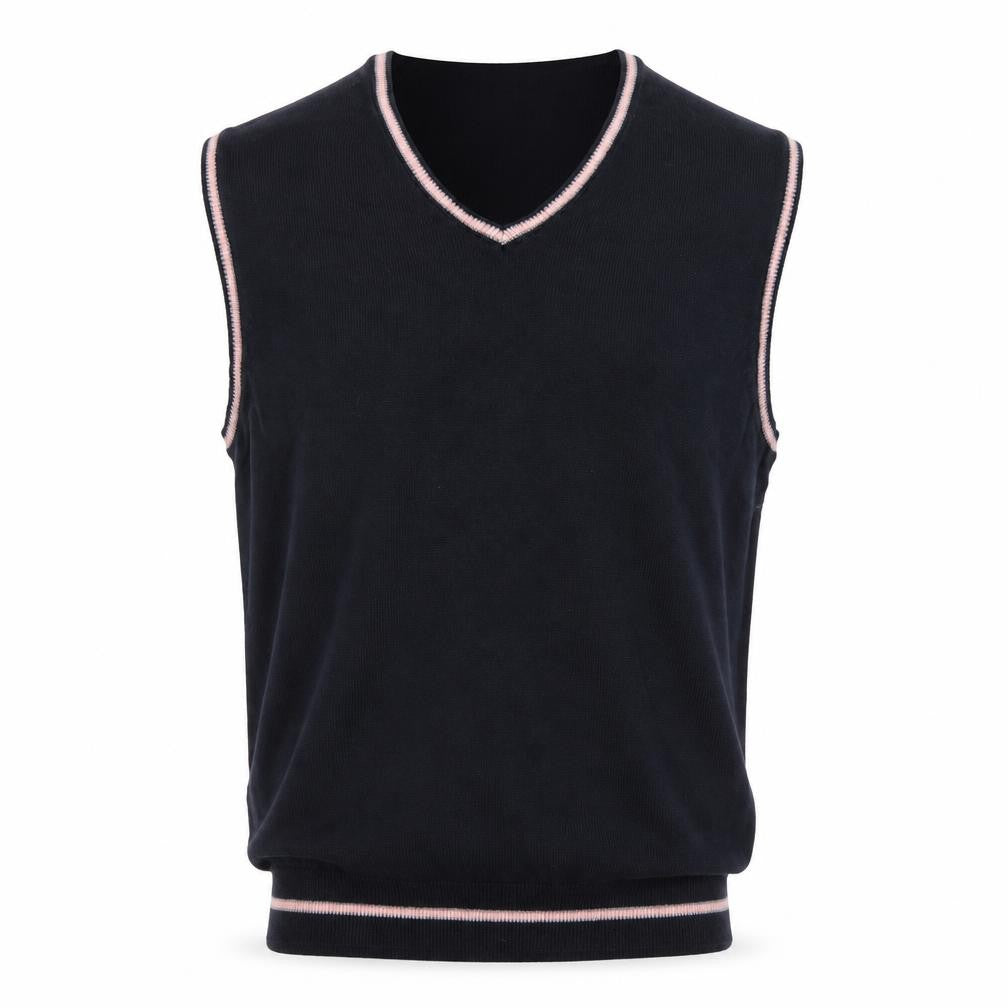 Marks & Spencer Autograph Men's Navy Blue M V-Neck Cotton Knit Vest