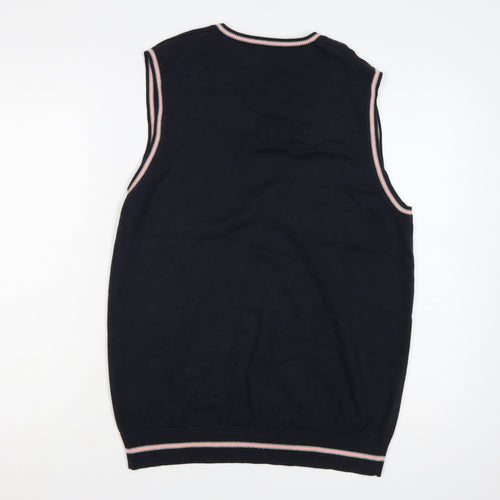 Marks & Spencer Autograph Men's Navy Blue M V-Neck Cotton Knit Vest