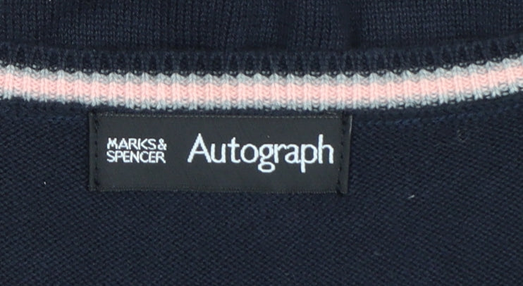 Marks & Spencer Autograph Men's Navy Blue M V-Neck Cotton Knit Vest
