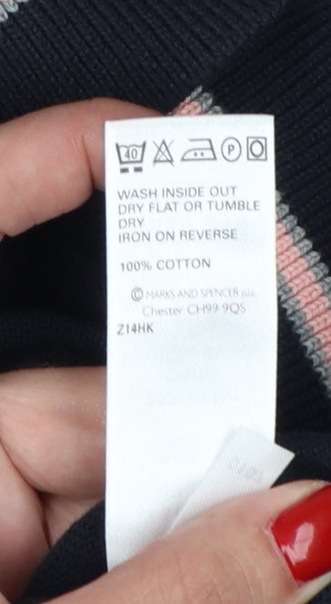 Marks & Spencer Autograph Men's Navy Blue M V-Neck Cotton Knit Vest