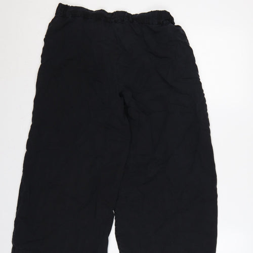 Pull&Bear Women Black S Cropped Wide-Leg Paperbag Tie Trousers