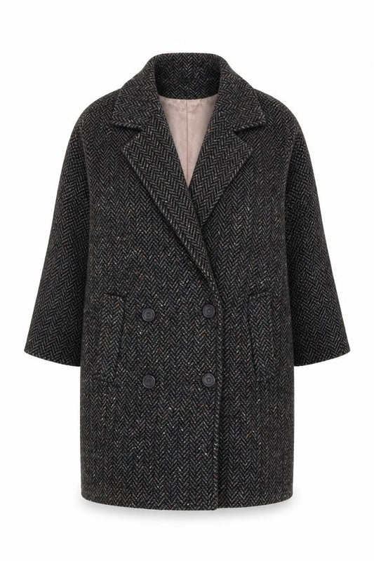 JayWear Originals Size 18 Women Grey Herringbone Tweed Vintage Pea Coat