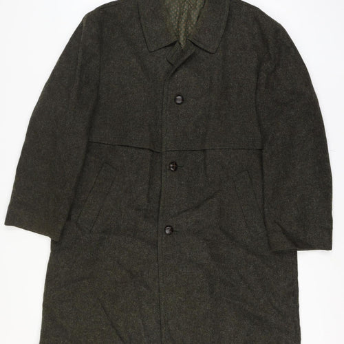 Tiroler Loden Mens Green Wool Overcoat Vintage Long Button Coat