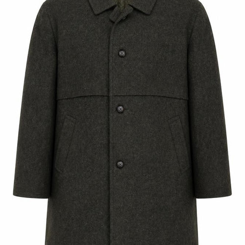 Tiroler Loden Mens Green Wool Overcoat Vintage Long Button Coat