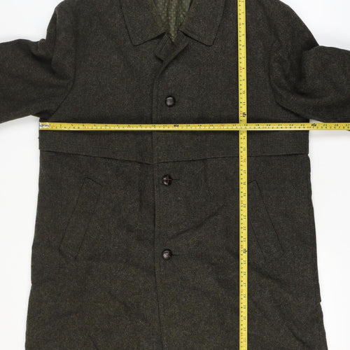 Tiroler Loden Mens Green Wool Overcoat Vintage Long Button Coat