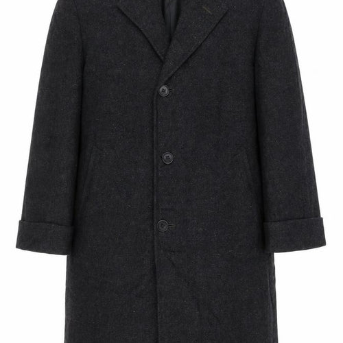 Manchester Clothes Men’s Chest 44 Black Checked Tweed Long Overcoat Vintage