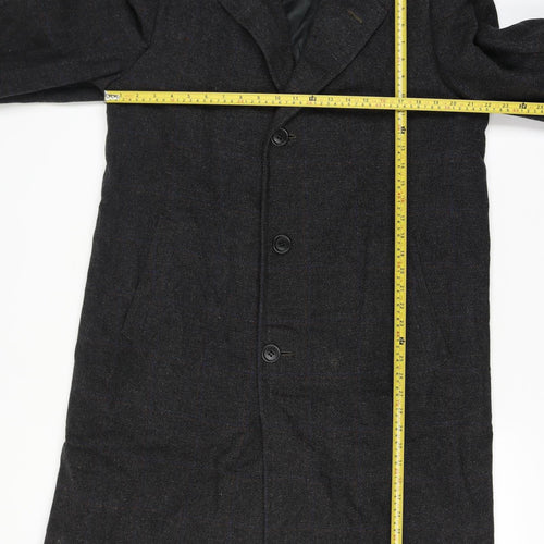 Manchester Clothes Men’s Chest 44 Black Checked Tweed Long Overcoat Vintage