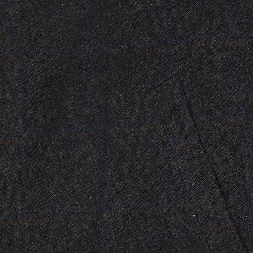 Manchester Clothes Men’s Chest 44 Black Checked Tweed Long Overcoat Vintage