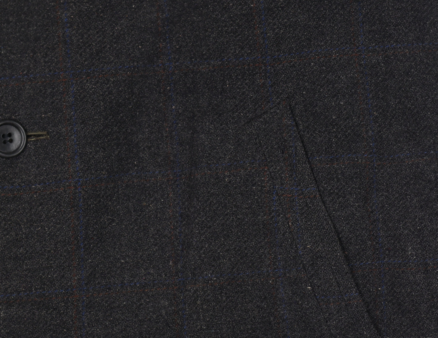 Manchester Clothes Men’s Chest 44 Black Checked Tweed Long Overcoat Vintage