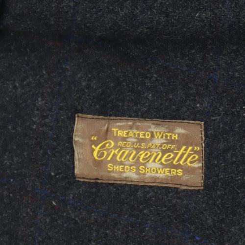 Manchester Clothes Men’s Chest 44 Black Checked Tweed Long Overcoat Vintage