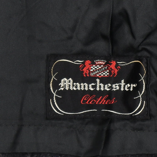 Manchester Clothes Men’s Chest 44 Black Checked Tweed Long Overcoat Vintage
