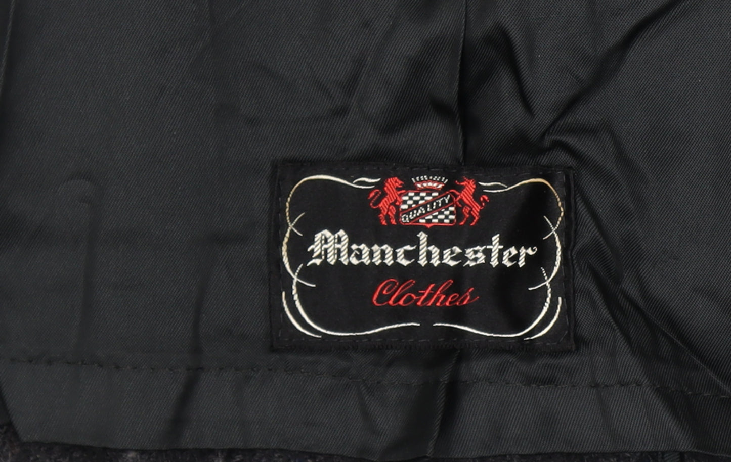 Manchester Clothes Men’s Chest 44 Black Checked Tweed Long Overcoat Vintage