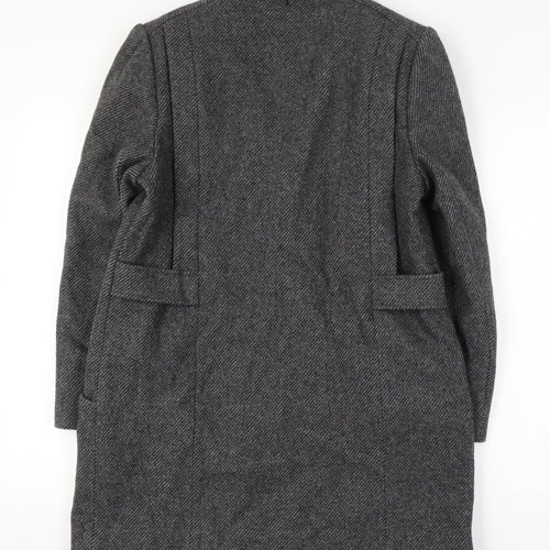 Alorna Women’s Grey Size 14-16 Wool Herringbone Pea Coat Mid-Length