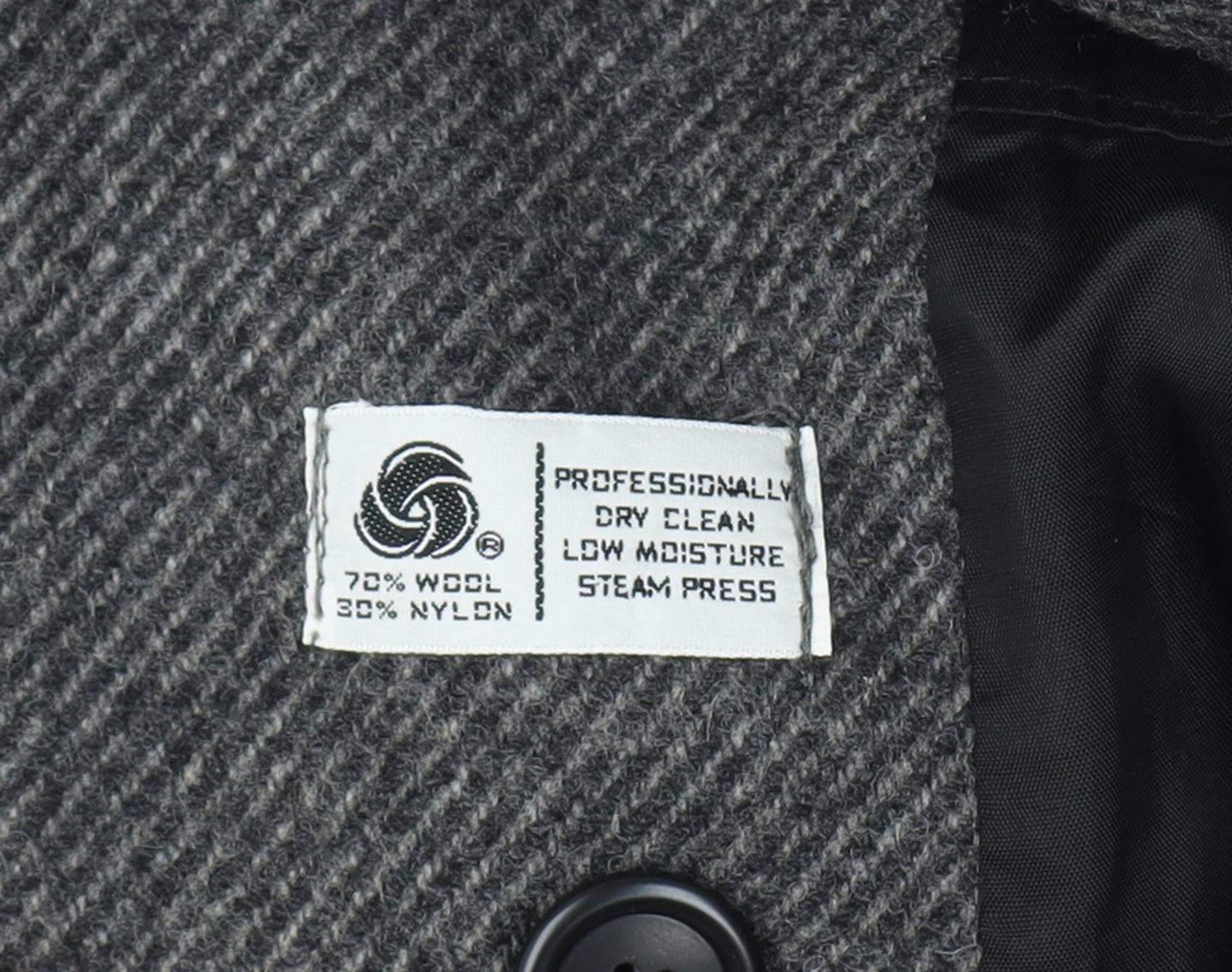 Alorna Women’s Grey Size 14-16 Wool Herringbone Pea Coat Mid-Length