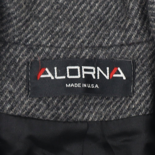 Alorna Women’s Grey Size 14-16 Wool Herringbone Pea Coat Mid-Length