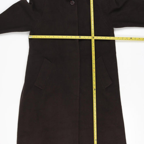 Jones New York Women’s Brown Size 14 100% Wool Long Overcoat Faux Fur Trim