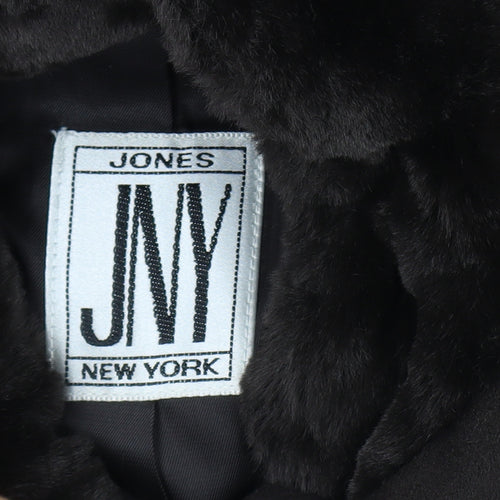 Jones New York Women’s Brown Size 14 100% Wool Long Overcoat Faux Fur Trim