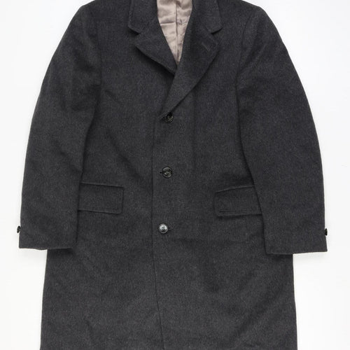 Sears Men’s Grey Chest 42 Wool Cashmere Long Overcoat Lined Single-Breasted