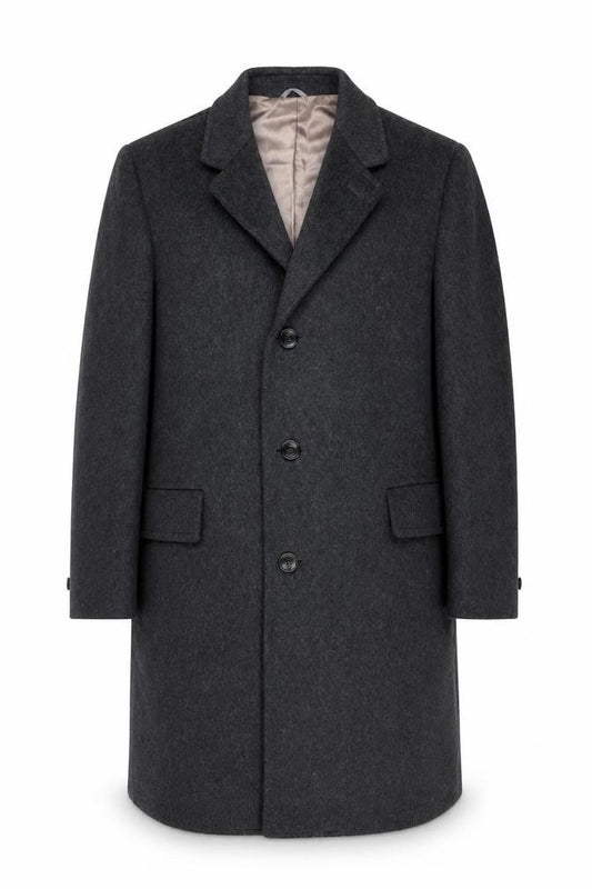 Sears Men’s Grey Chest 42 Wool Cashmere Long Overcoat Lined Single-Breasted