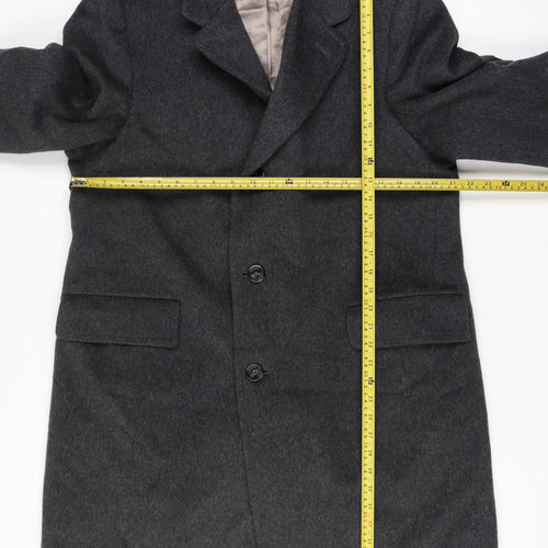 Sears Men’s Grey Chest 42 Wool Cashmere Long Overcoat Lined Single-Breasted