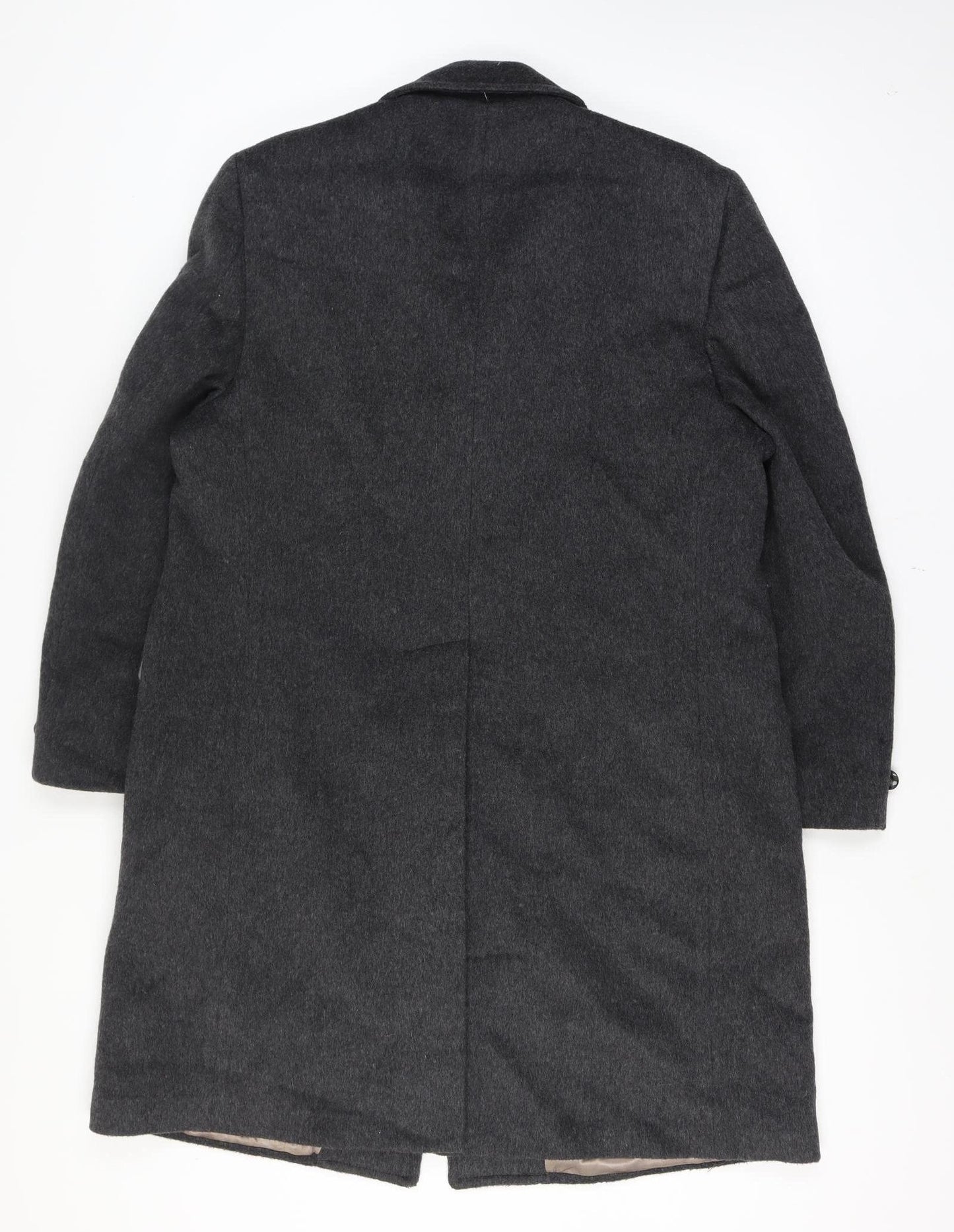 Sears Men’s Grey Chest 42 Wool Cashmere Long Overcoat Lined Single-Breasted
