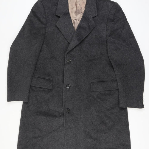 Simpsons Mens Grey Wool Cashmere Long Overcoat Classic Lined