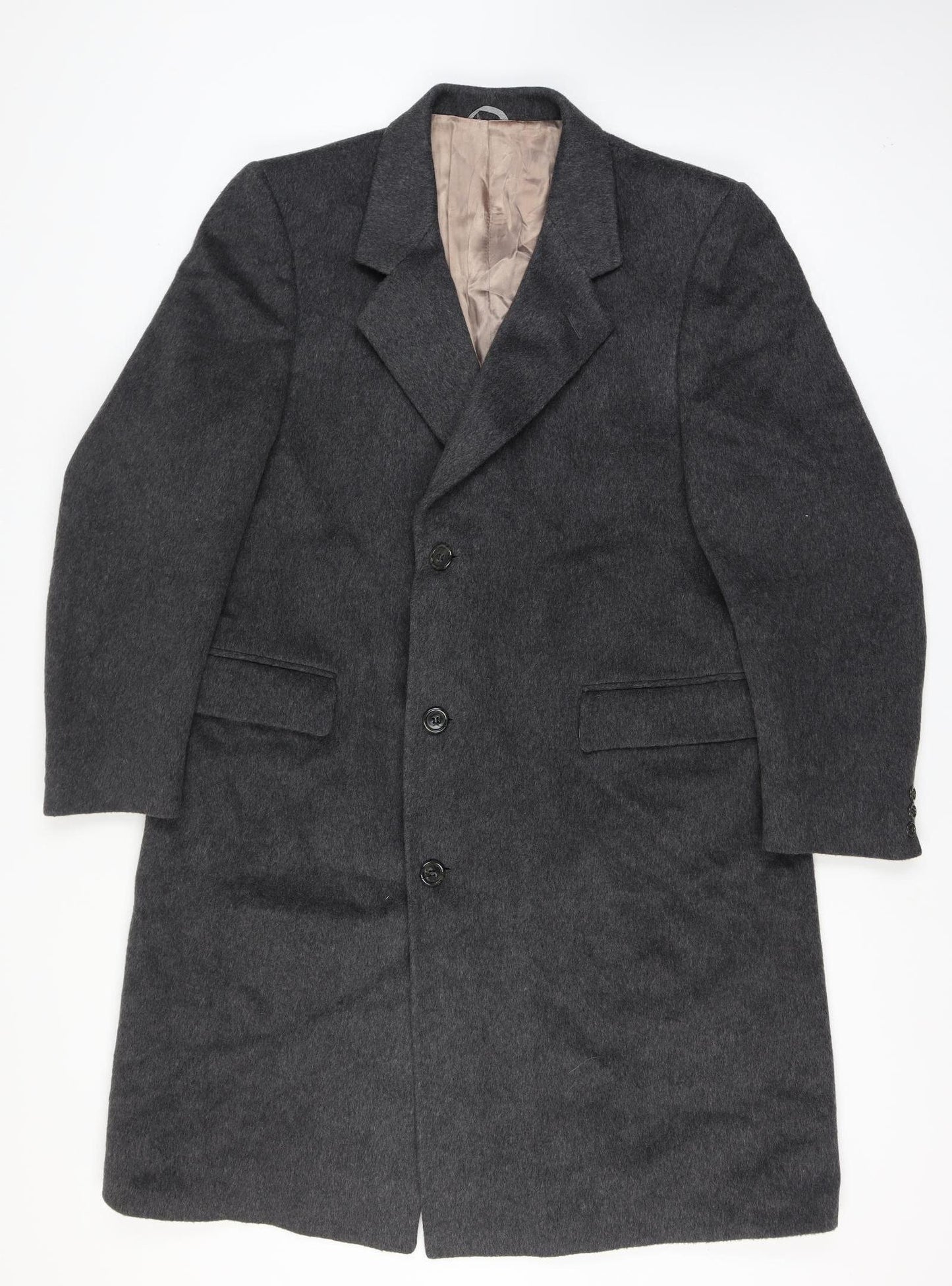Simpsons Mens Grey Wool Cashmere Long Overcoat Classic Lined