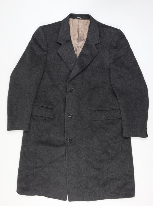 Simpsons Mens Grey Wool Cashmere Long Overcoat Classic Lined