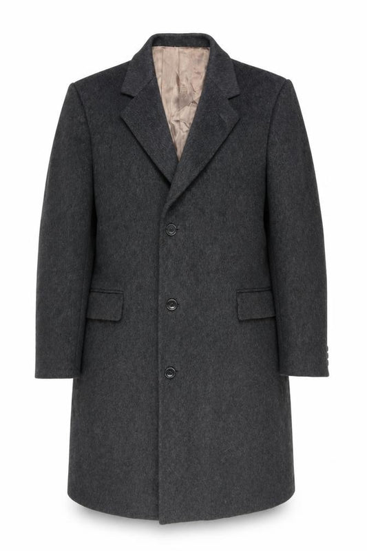 Simpsons Mens Grey Wool Cashmere Long Overcoat Classic Lined