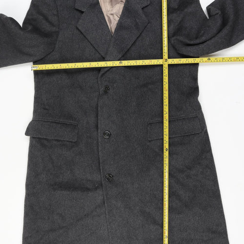 Simpsons Mens Grey Wool Cashmere Long Overcoat Classic Lined