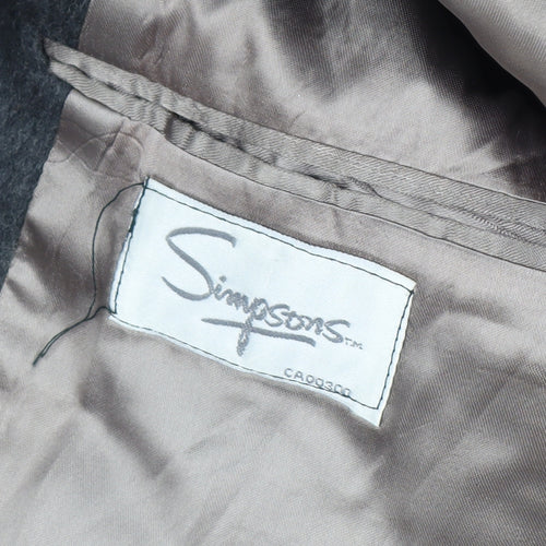 Simpsons Mens Grey Wool Cashmere Long Overcoat Classic Lined