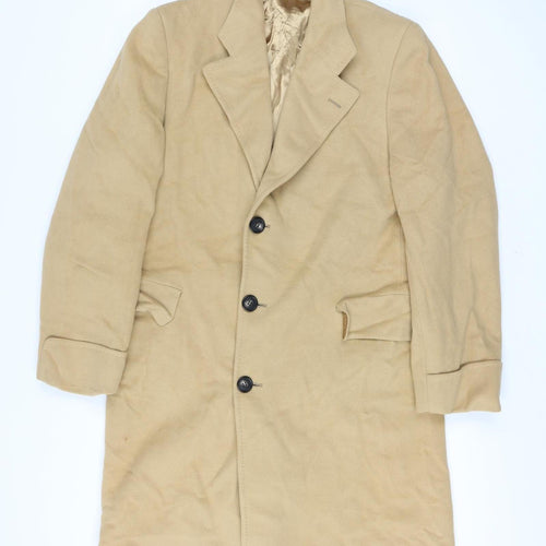 Bill's Clothes Men’s Beige 42 Vintage Long Overcoat Single-Breasted