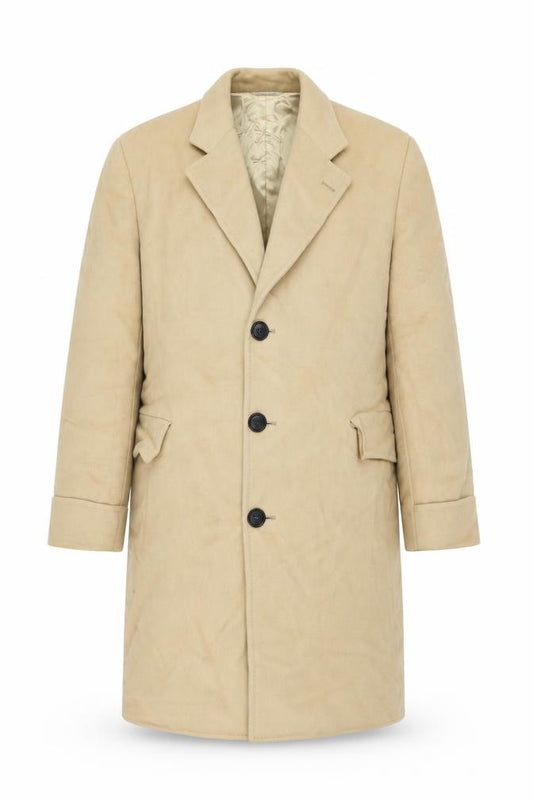 Bill's Clothes Men’s Beige 42 Vintage Long Overcoat Single-Breasted