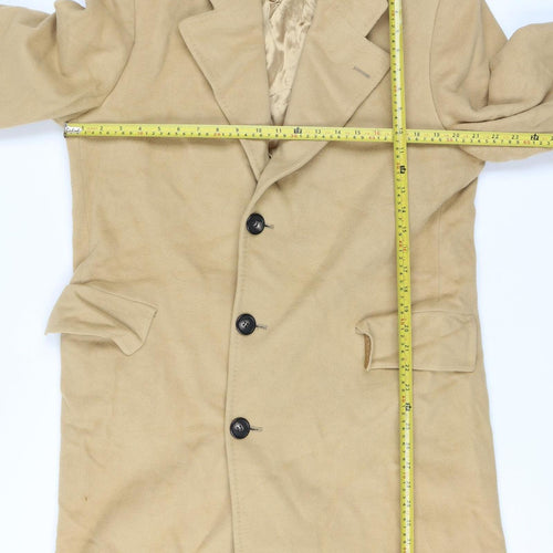Bill's Clothes Men’s Beige 42 Vintage Long Overcoat Single-Breasted