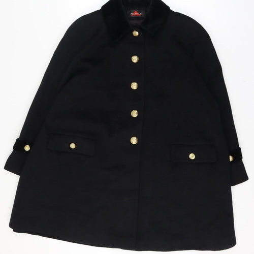 Alorna Women’s Black Size 18-20 Wool Blend Pea Coat Gold Buttons Size Unlabelled