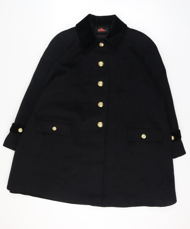 Alorna Women’s Black Size 18-20 Wool Blend Pea Coat Gold Buttons Size Unlabelled