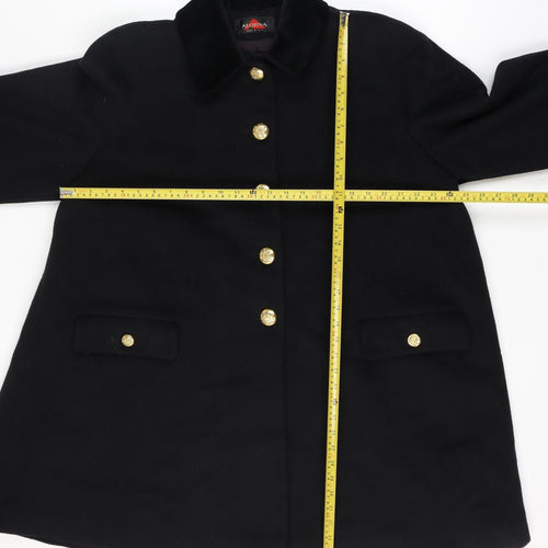 Alorna Women’s Black Size 18-20 Wool Blend Pea Coat Gold Buttons Size Unlabelled