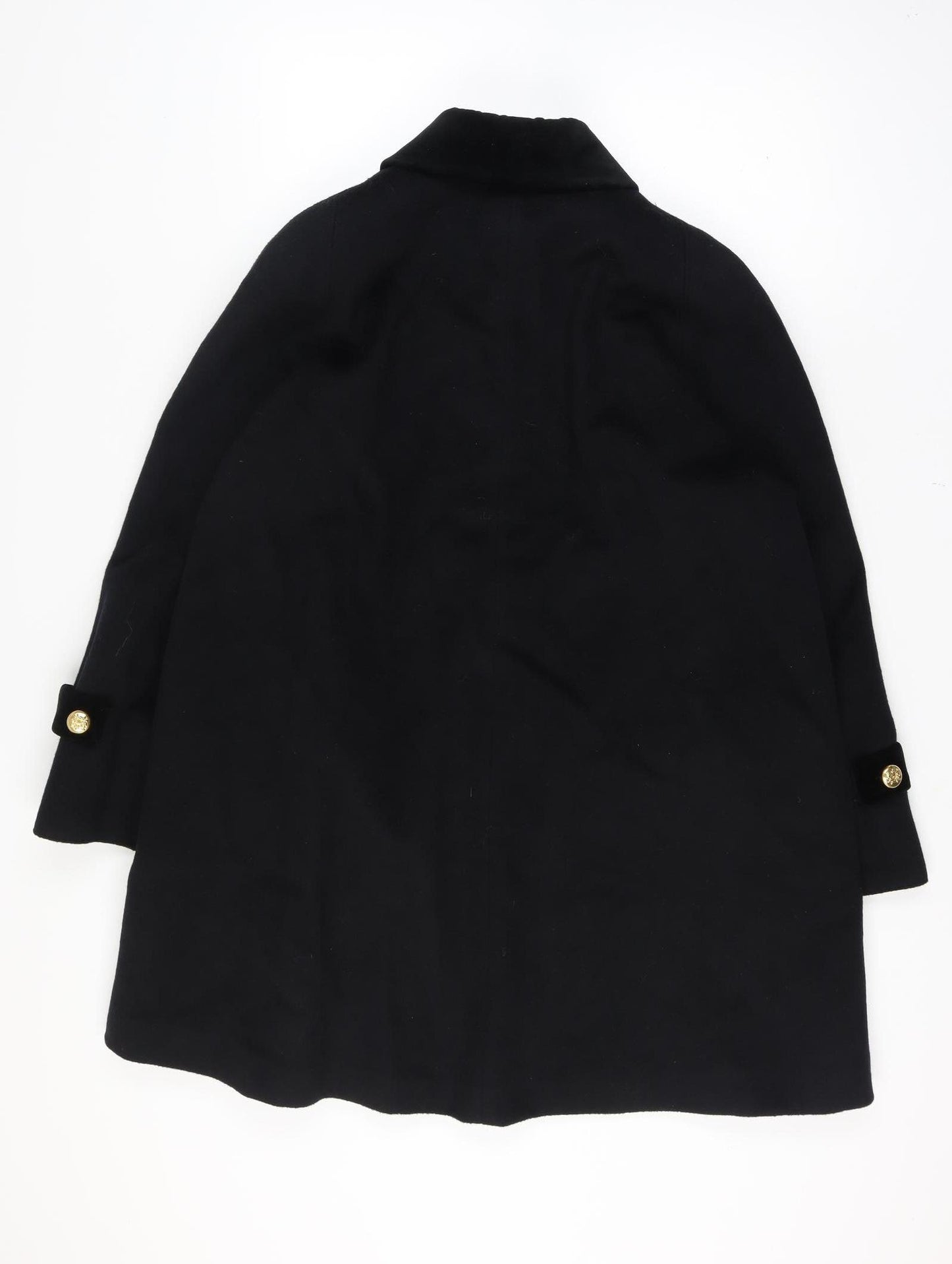 Alorna Women’s Black Size 18-20 Wool Blend Pea Coat Gold Buttons Size Unlabelled